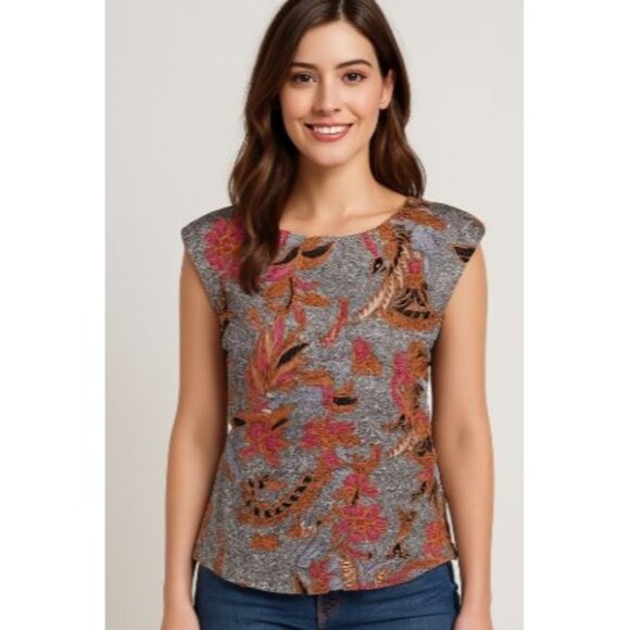 INC Concept Med or Lrg Summer Sleeveless Floral Print  Top Blouse - Picture 1 of 6